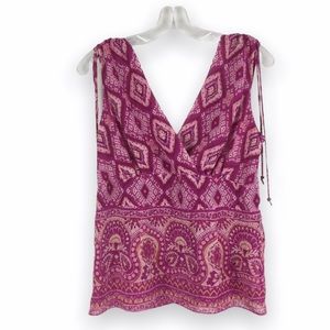 Bandolino Ethnic Boho Paisley PInk Sleeveless Top